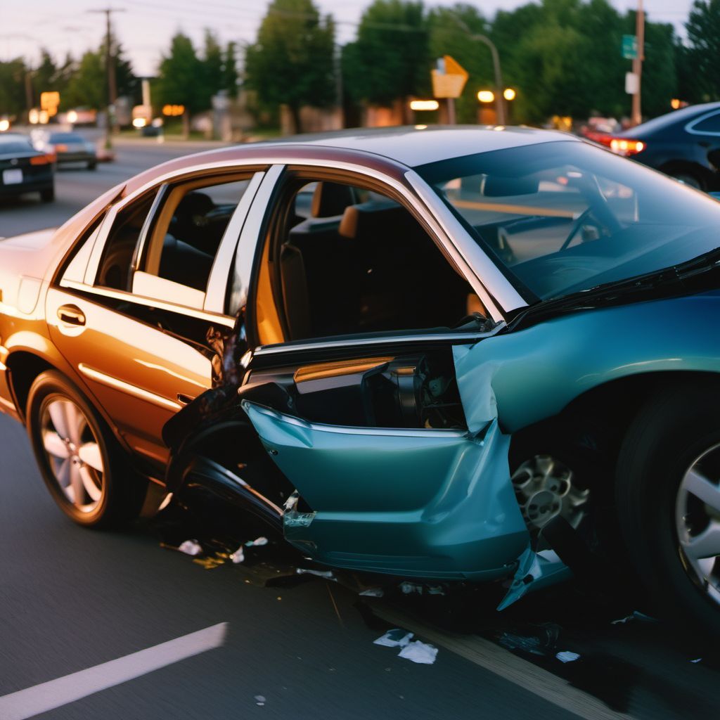 Unspecified car occupant injured in collision with other nonmotor vehicle in traffic accident digital illustration