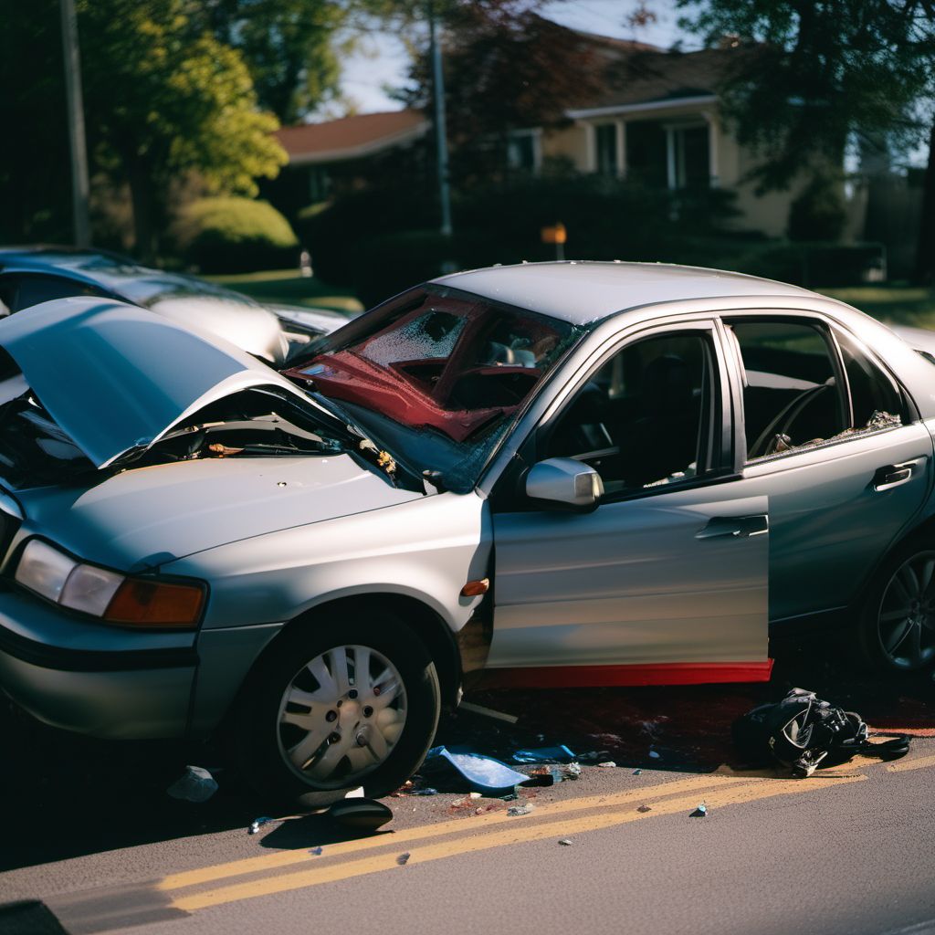 Car occupant injured in noncollision transport accident digital illustration