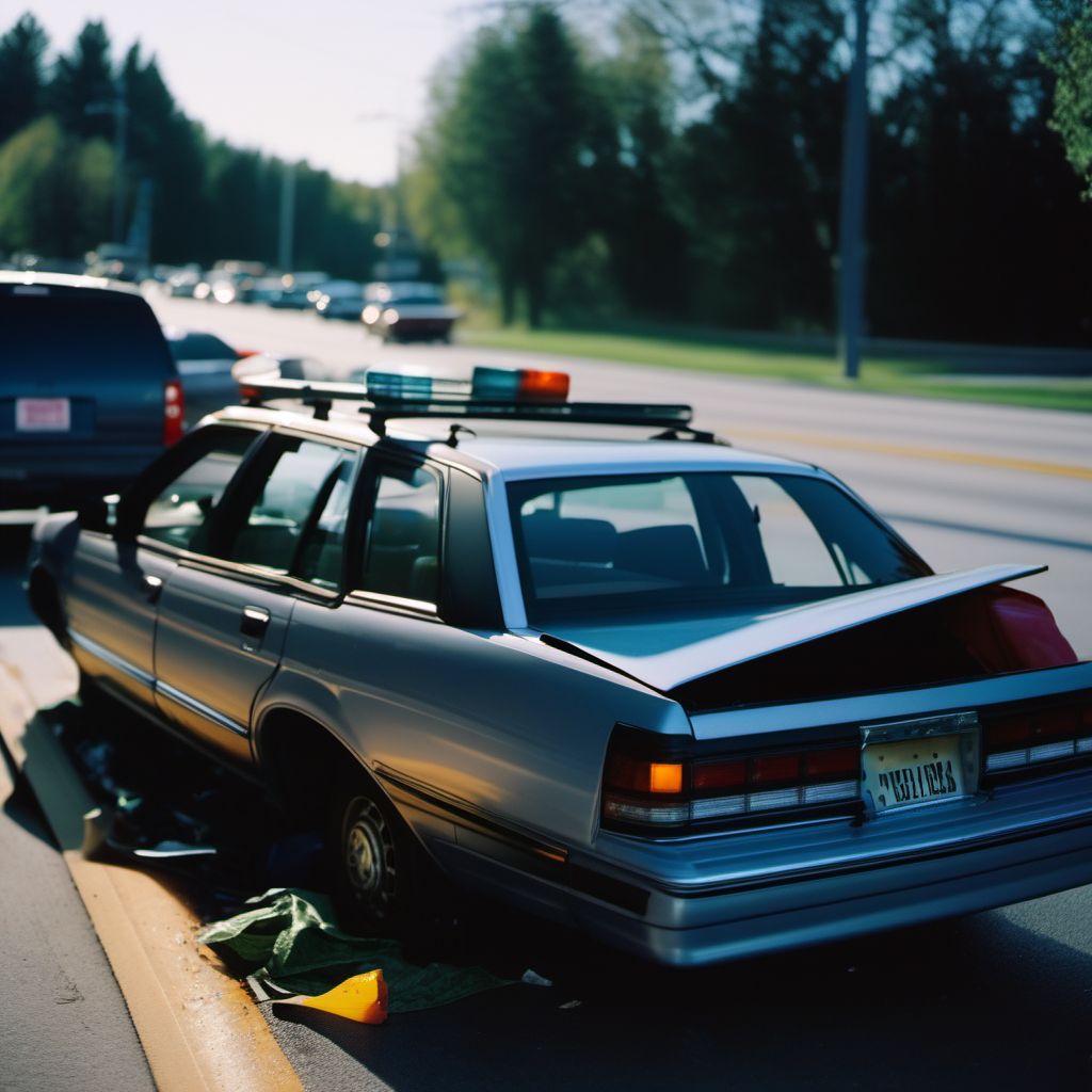 Unspecified car occupant injured in noncollision transport accident in nontraffic accident digital illustration