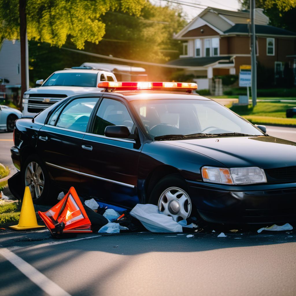 Driver injured in collision with other motor vehicles in nontraffic accident digital illustration