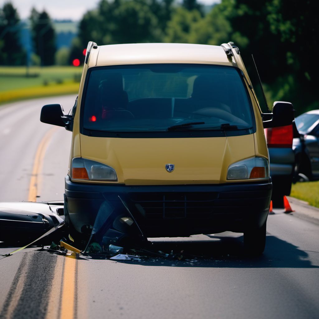 Passenger injured in collision with unspecified motor vehicles in nontraffic accident digital illustration