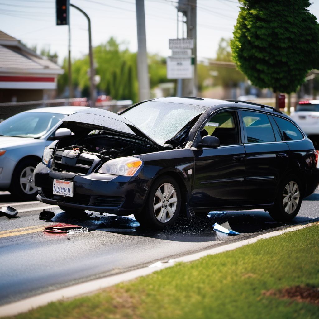 Unspecified car occupant injured in collision with unspecified motor vehicles in nontraffic accident digital illustration