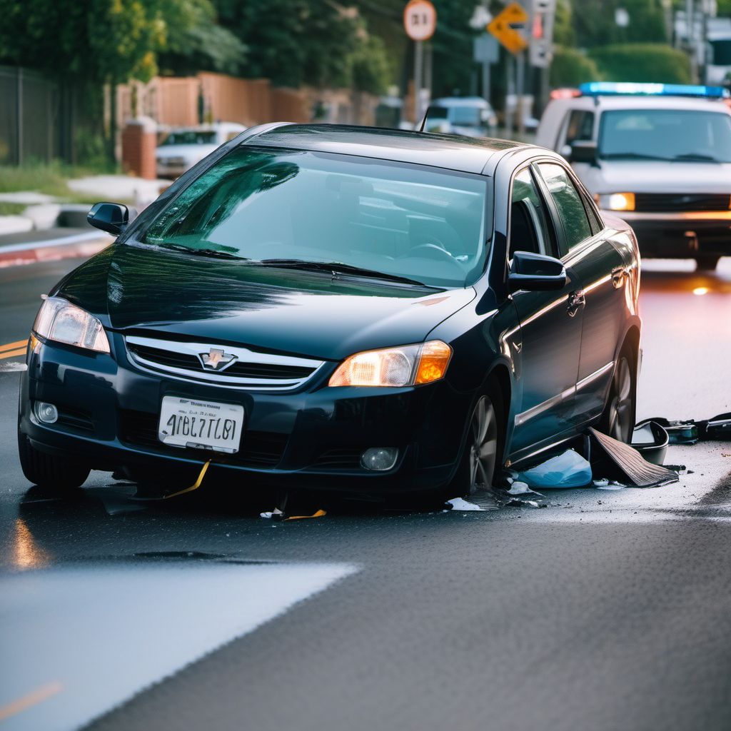 Unspecified car occupant injured in collision with other motor vehicles in nontraffic accident digital illustration