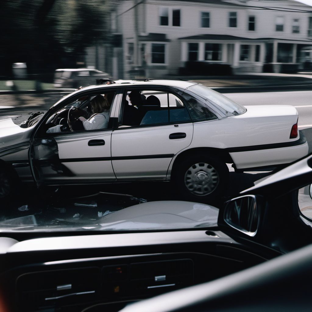 Car occupant (driver) (passenger) injured in unspecified nontraffic accident digital illustration