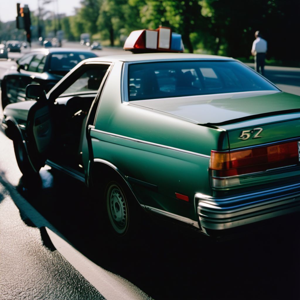 Car occupant (driver) (passenger) injured in unspecified traffic accident digital illustration