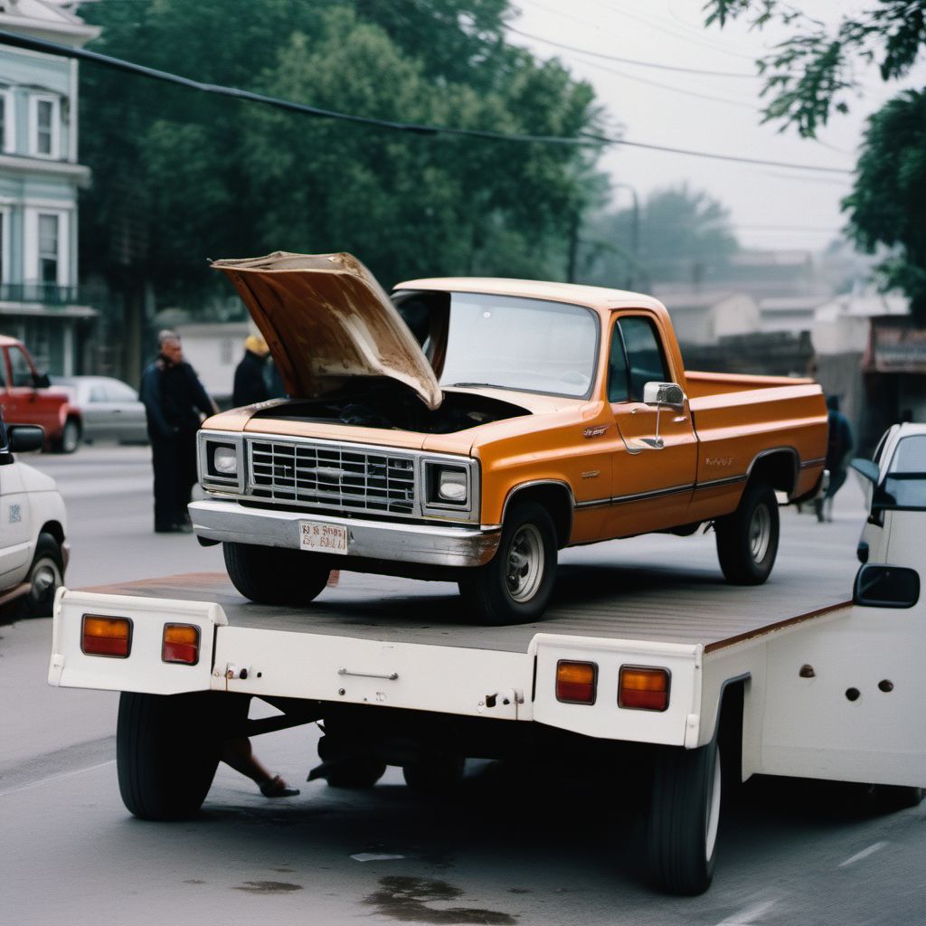 Occupant of pick-up truck or van injured in collision with pedestrian or animal digital illustration