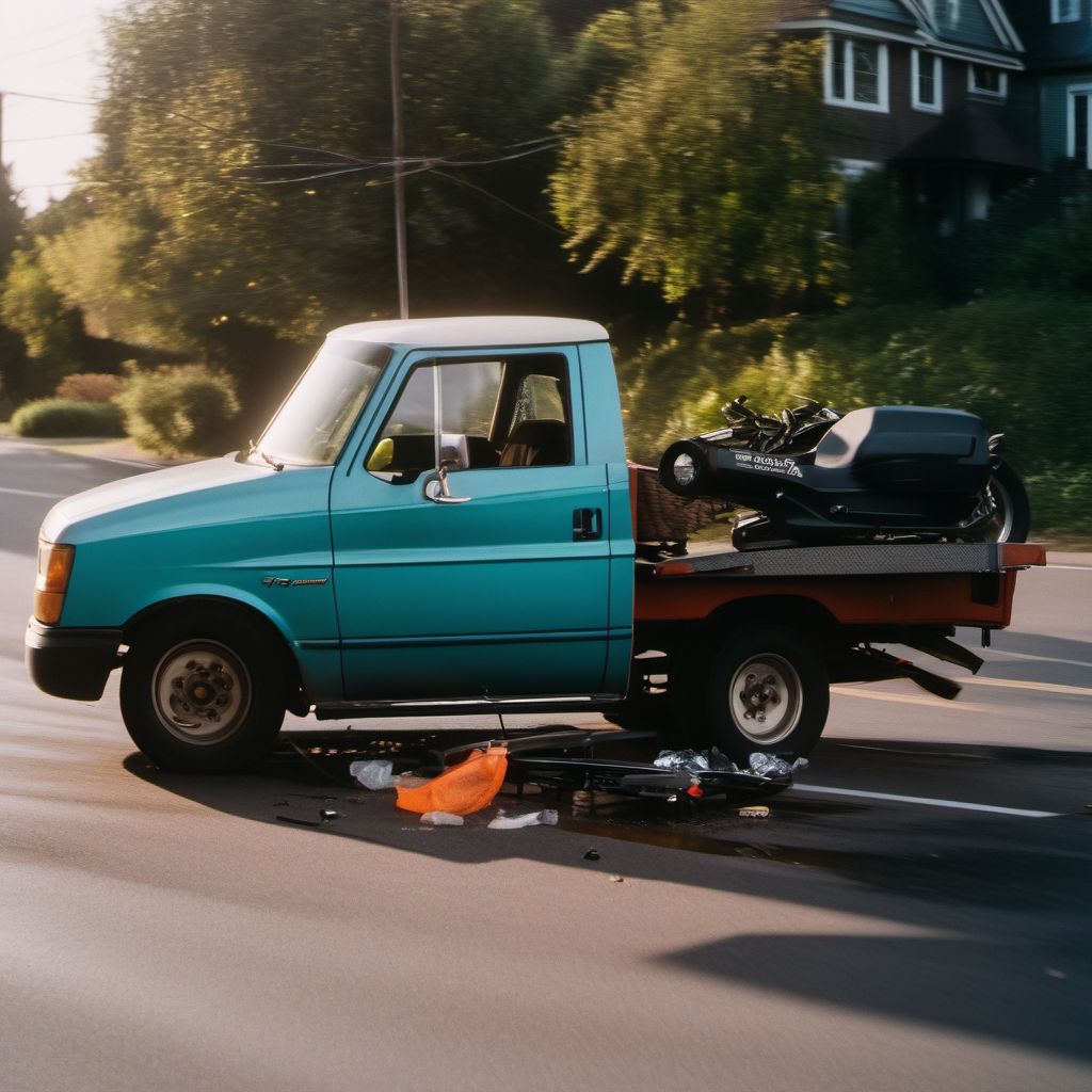 Occupant of pick-up truck or van injured in collision with pedal cycle digital illustration