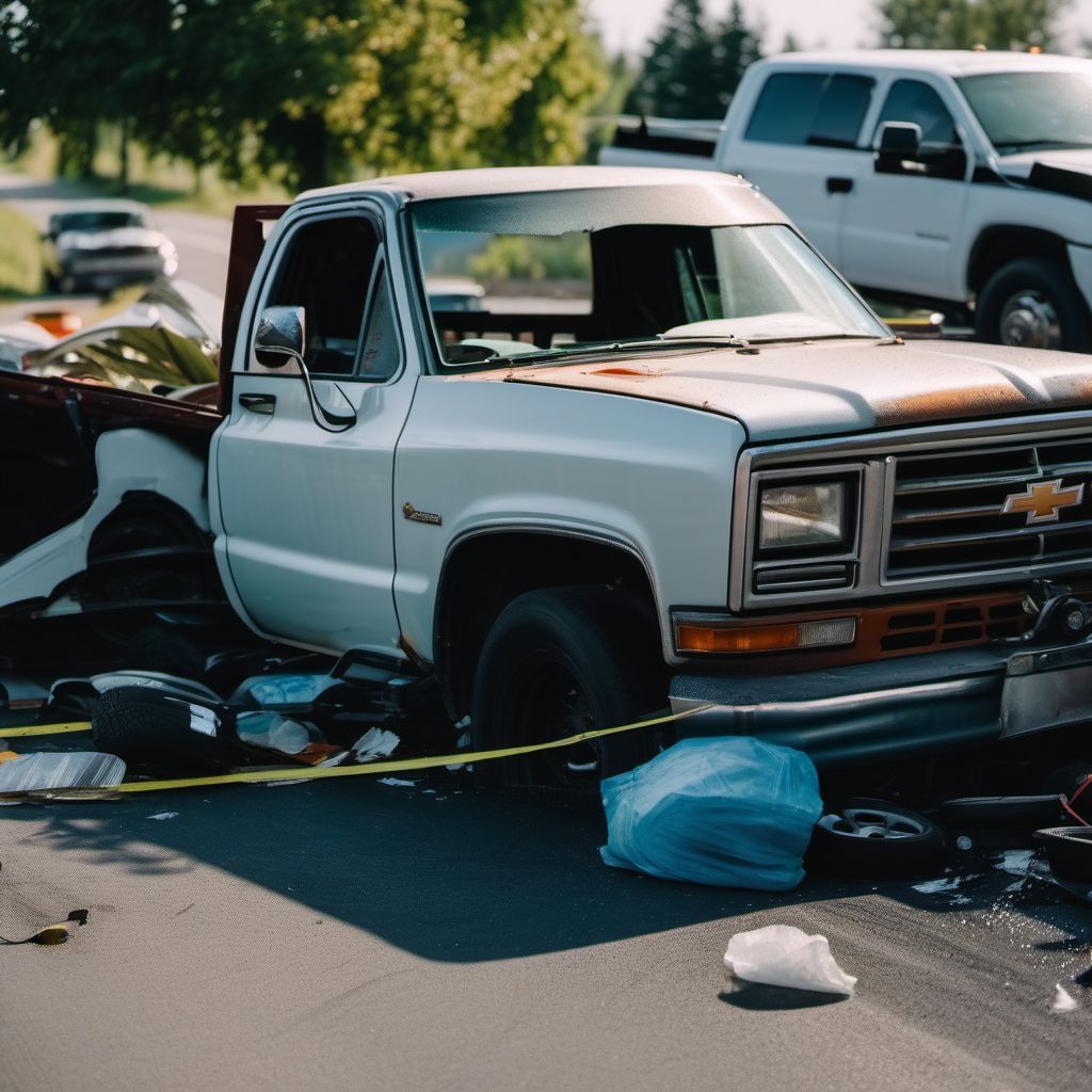 Driver of pick-up truck or van injured in collision with other nonmotor vehicle in nontraffic accident digital illustration