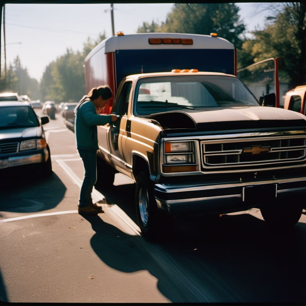 Person boarding or alighting a pick-up truck or van injured in collision with other nonmotor vehicle digital illustration