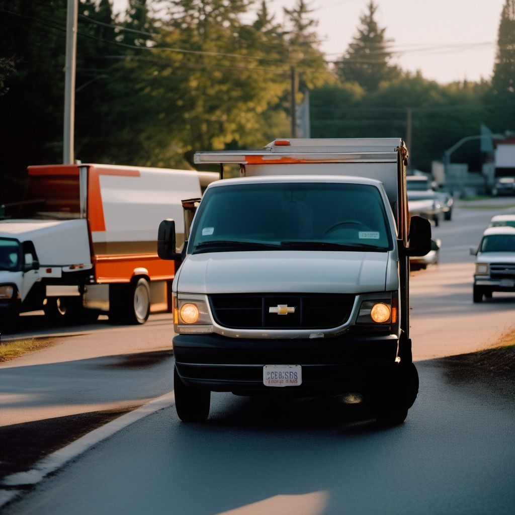 Occupant of pick-up truck or van injured in noncollision transport accident digital illustration