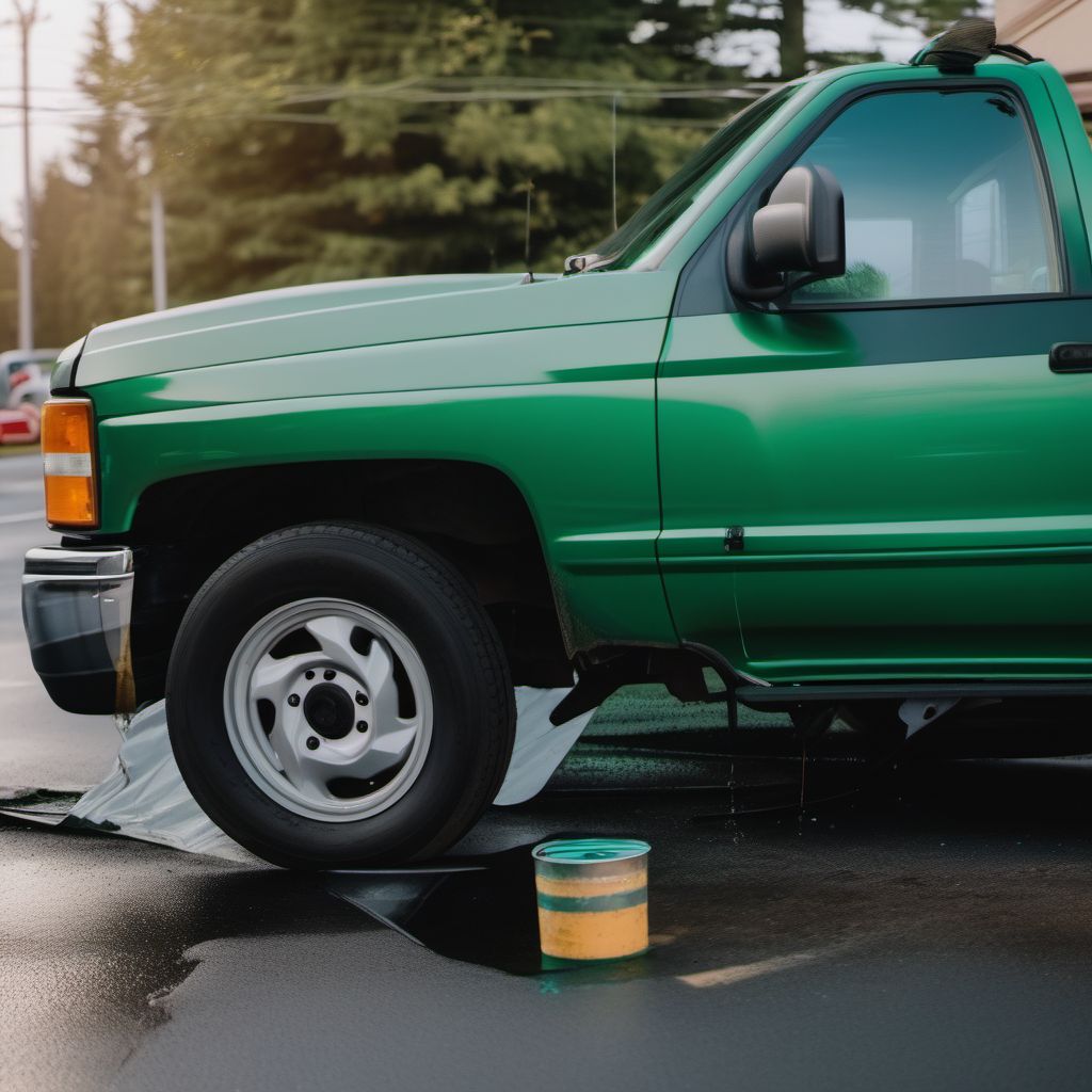 Unspecified occupant of pick-up truck or van injured in noncollision transport accident in nontraffic accident digital illustration