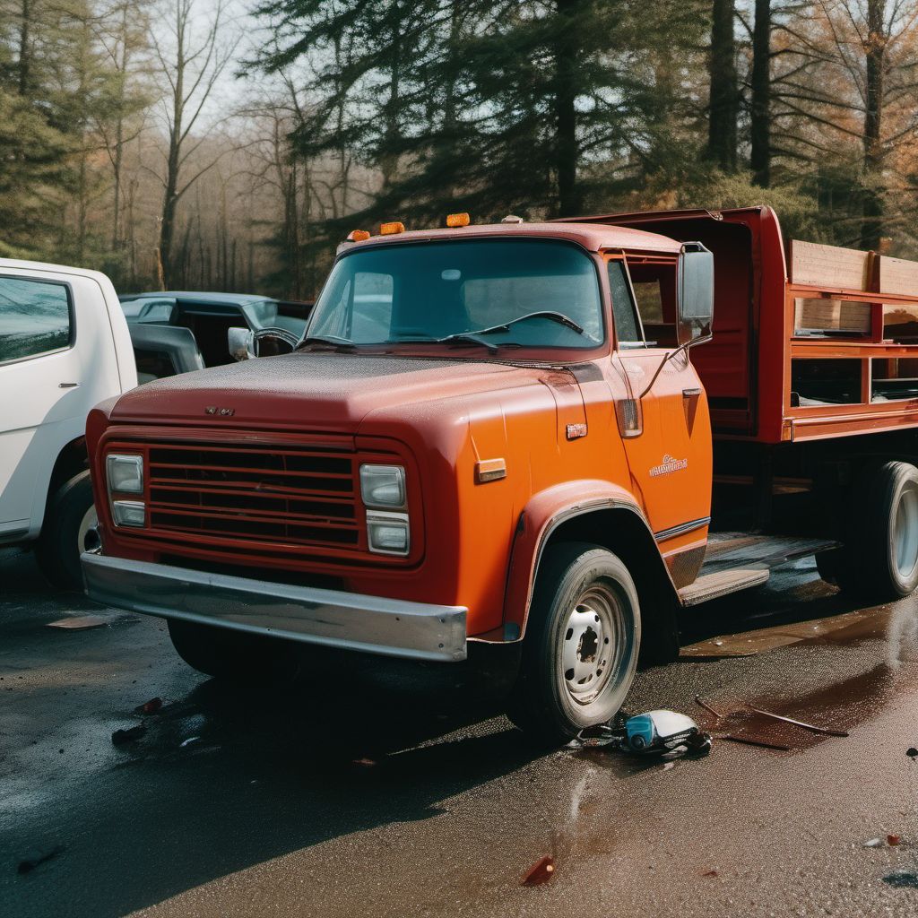 Unspecified occupant of pick-up truck or van injured in collision with other and unspecified motor vehicles in nontraffic accident digital illustration