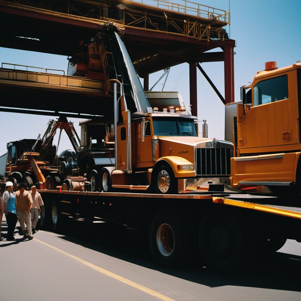 Person boarding or alighting a heavy transport vehicle injured in collision with other nonmotor vehicle digital illustration