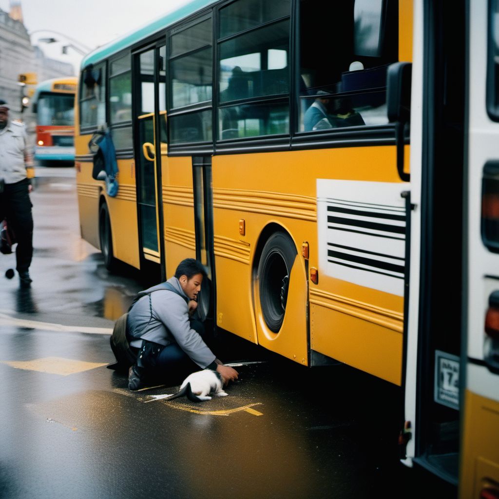 Bus occupant injured in collision with pedestrian or animal digital illustration