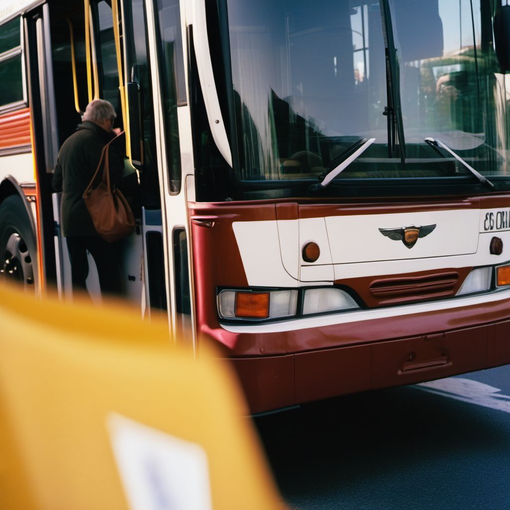 Driver of bus injured in collision with pedestrian or animal in nontraffic accident digital illustration