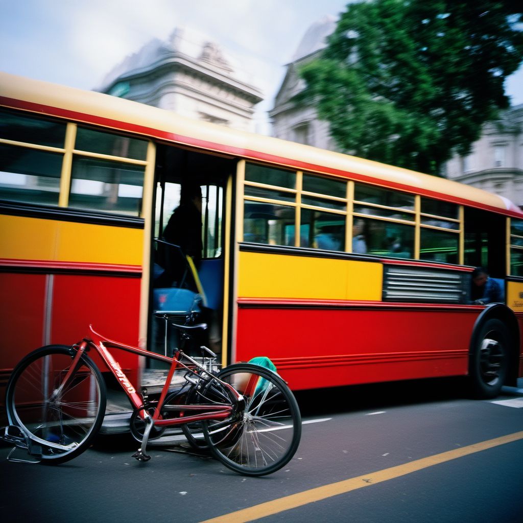 Bus occupant injured in collision with pedal cycle digital illustration