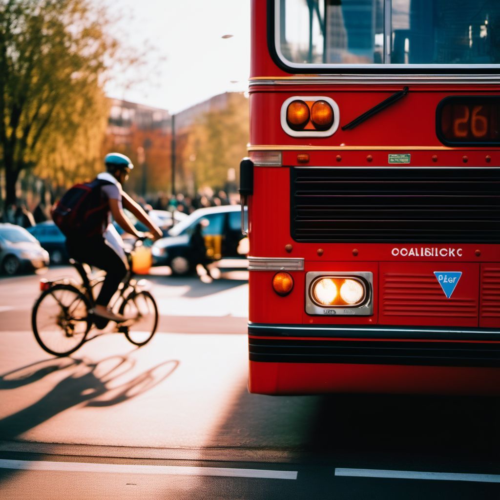 Person boarding or alighting from bus injured in collision with pedal cycle digital illustration