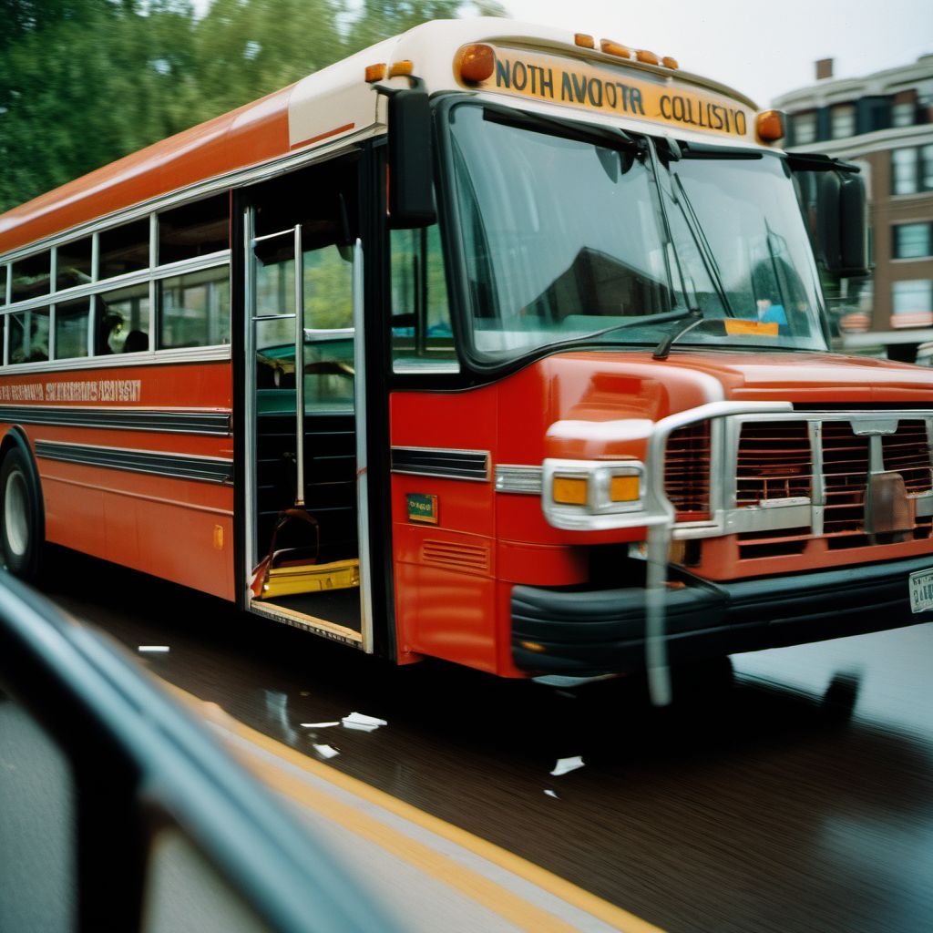 Passenger on bus injured in collision with other nonmotor vehicle in traffic accident digital illustration