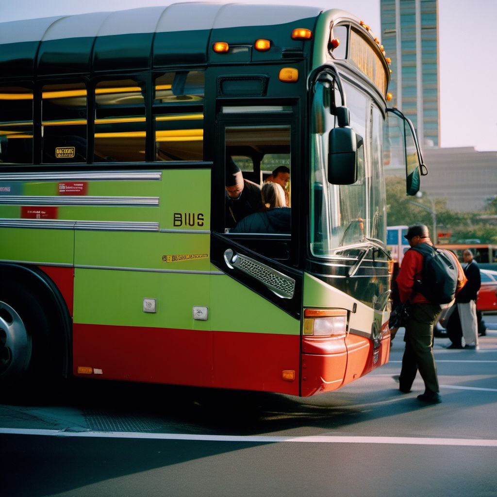 Bus occupant injured in noncollision transport accident digital illustration