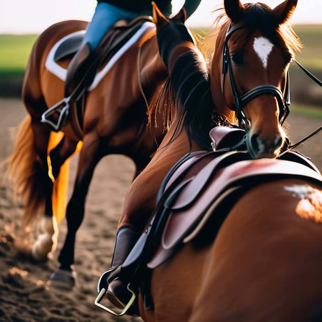 Animal-rider injured by fall from or being thrown from horse in noncollision accident digital illustration