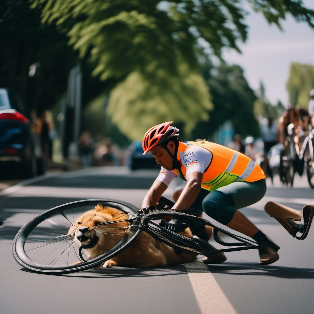 Animal-rider injured in collision with pedal cycle digital illustration