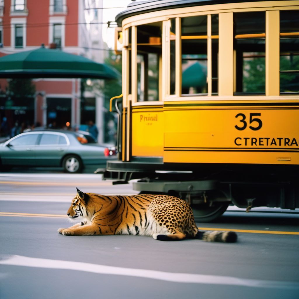 Occupant of animal-drawn vehicle injured in collision with streetcar digital illustration