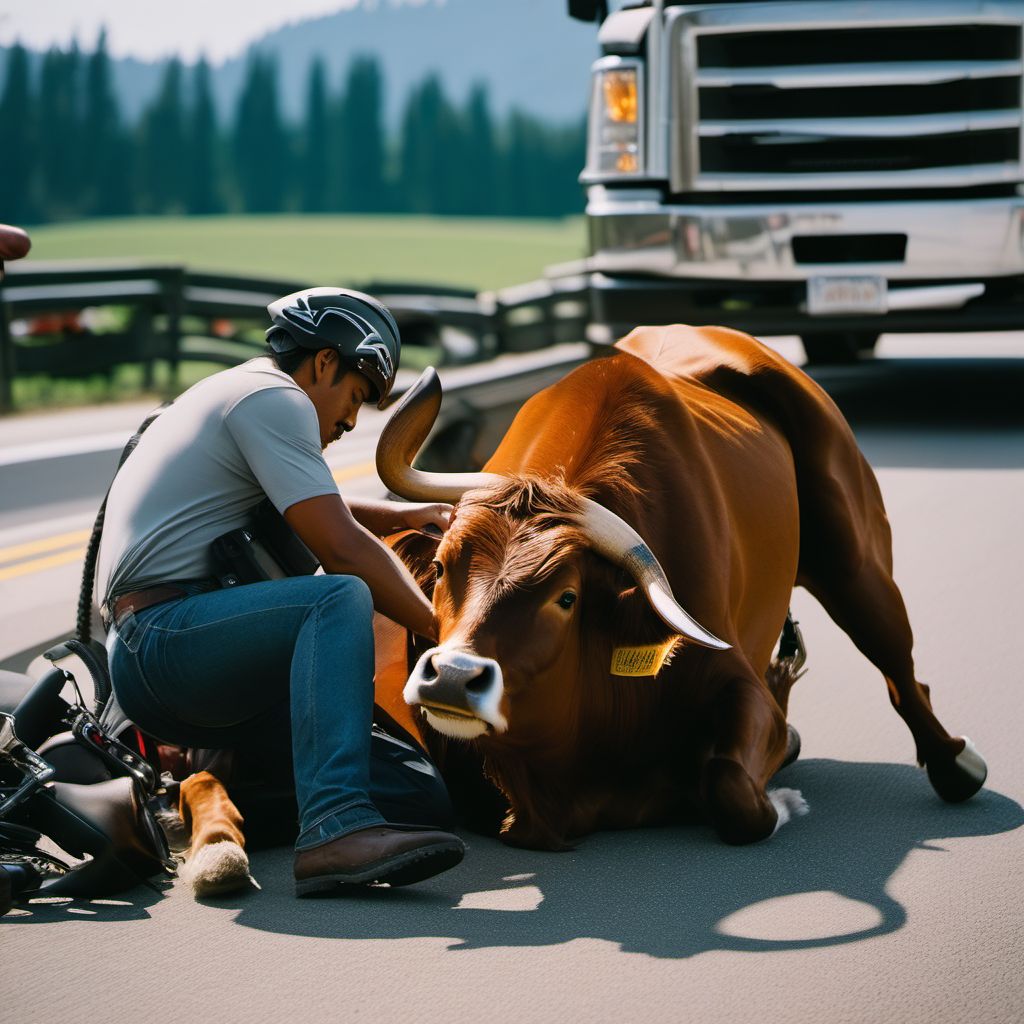 Animal-rider injured in collision with other nonmotor vehicles digital illustration