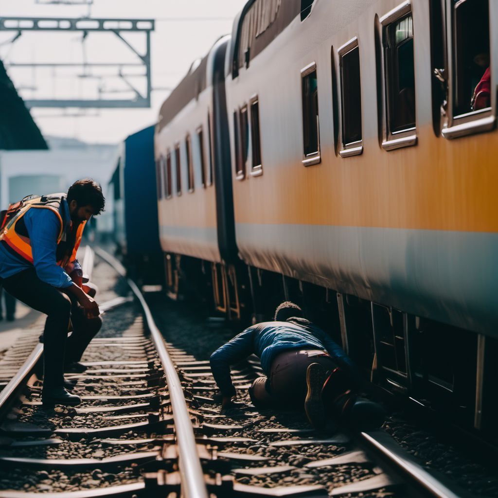 Person injured while boarding or alighting from railway train or railway vehicle digital illustration