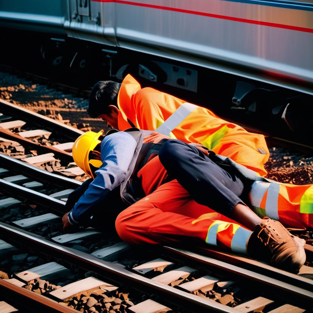 Occupant of railway train or railway vehicle injured due to other specified railway accident digital illustration