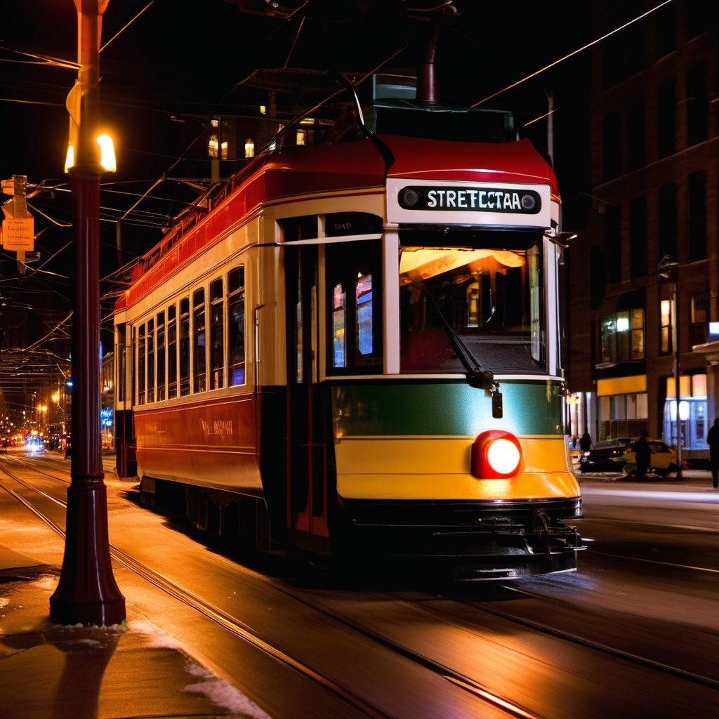 Occupant of streetcar injured in collision with other object digital illustration