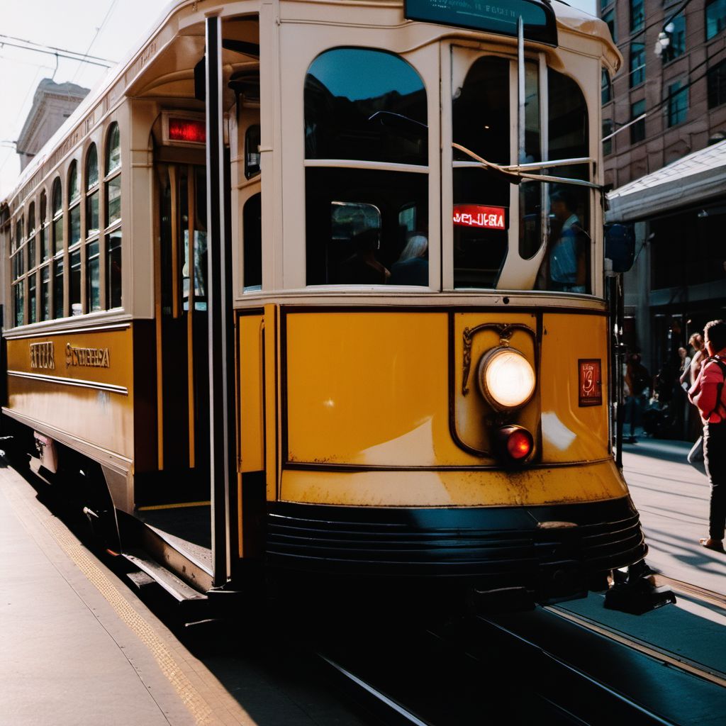 Person injured while boarding or alighting from streetcar digital illustration