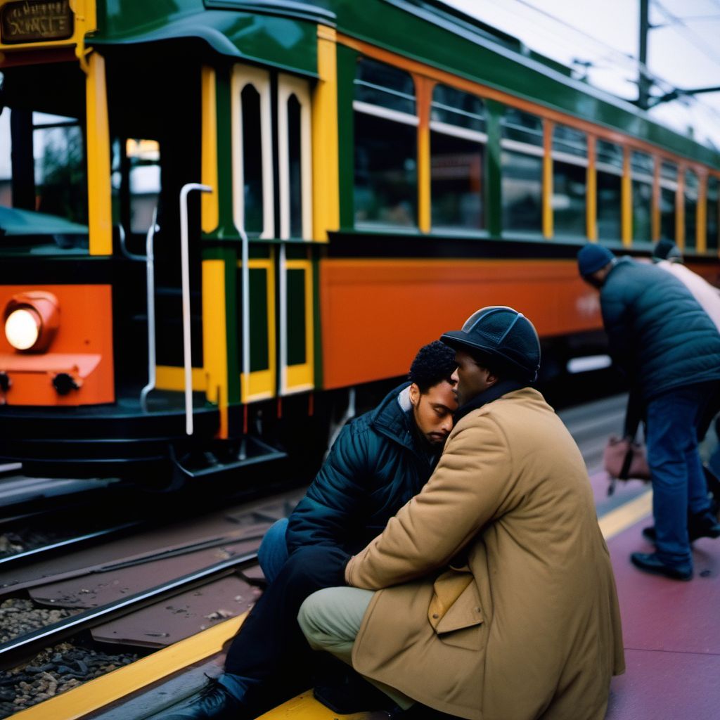 Occupant of streetcar injured in derailment without antecedent collision digital illustration