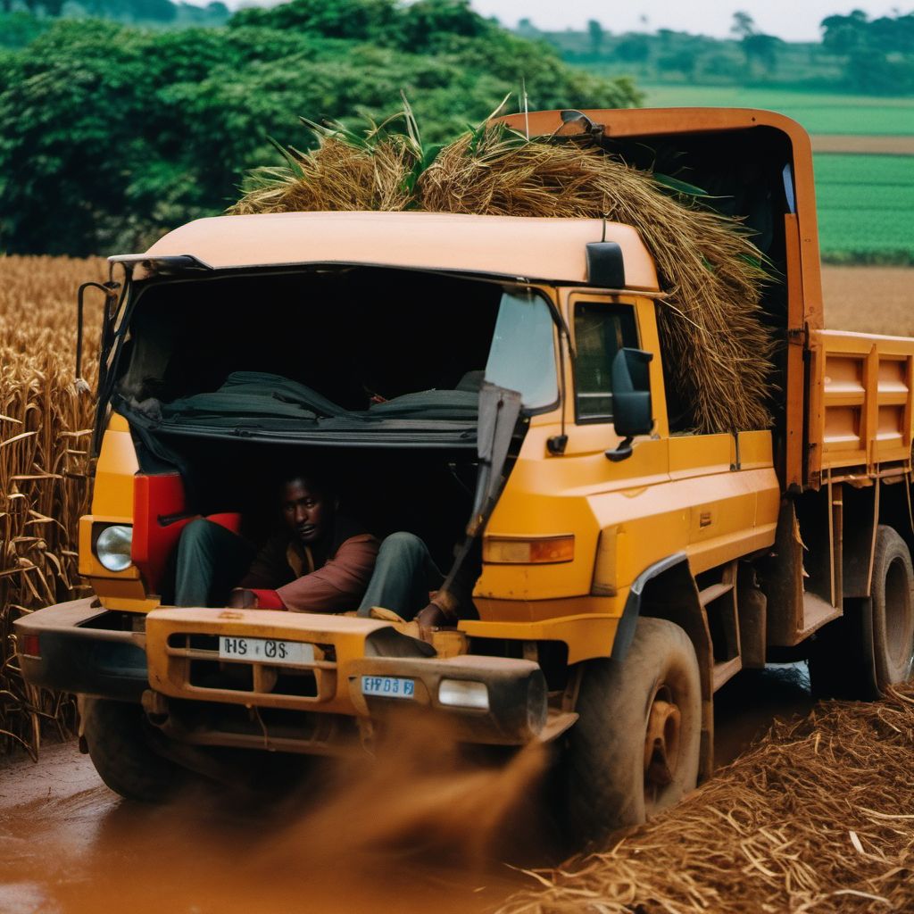 Occupant of special vehicle mainly used in agriculture injured in transport accident digital illustration