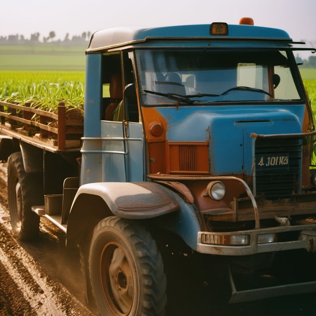 Passenger of special agricultural vehicle injured in traffic accident digital illustration