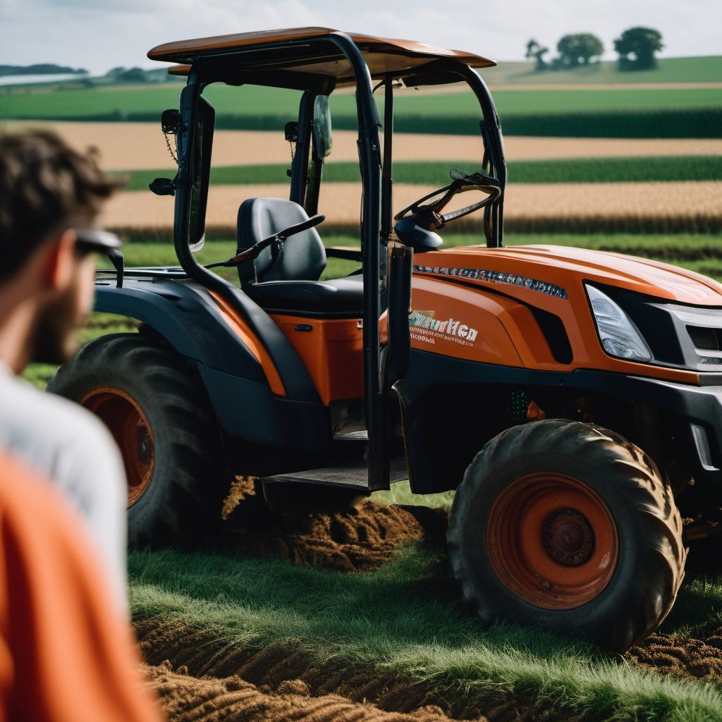 Person injured while boarding or alighting from special agricultural vehicle digital illustration