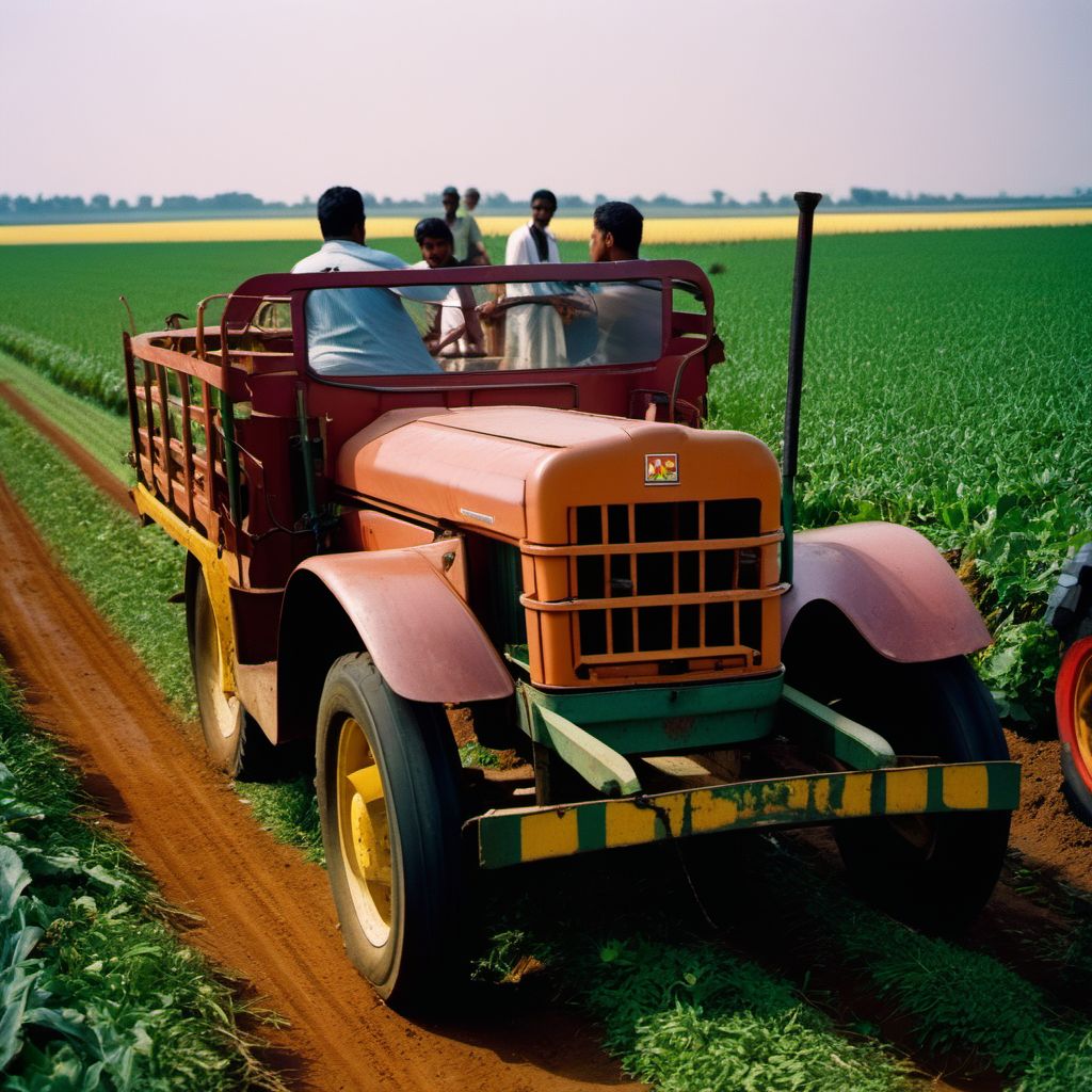 Passenger of special agricultural vehicle injured in nontraffic accident digital illustration