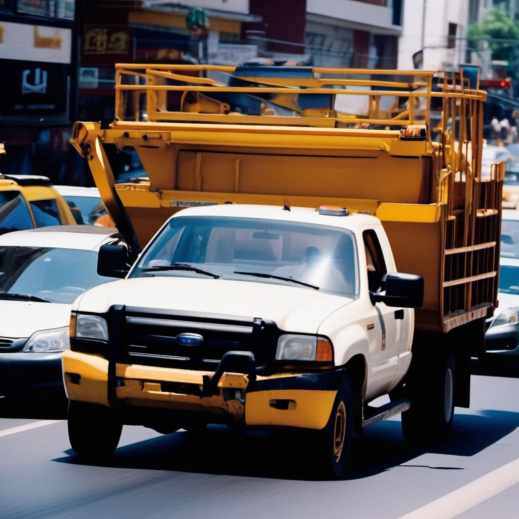 Driver of special construction vehicle injured in traffic accident digital illustration