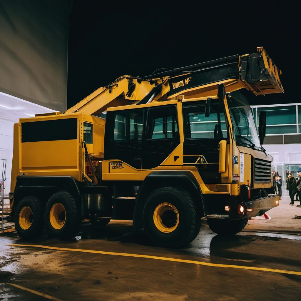 Person injured while boarding or alighting from special construction vehicle digital illustration