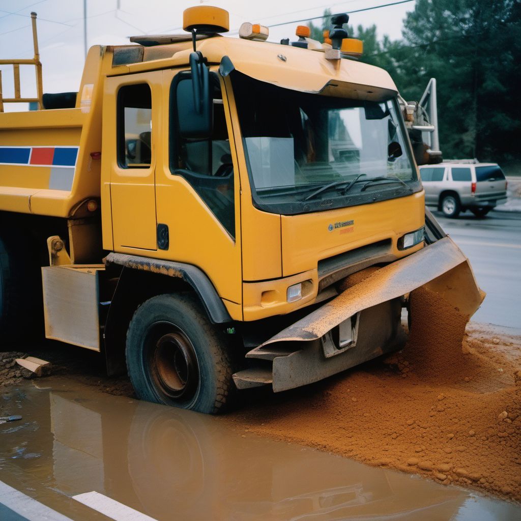 Unspecified occupant of special construction vehicle injured in nontraffic accident digital illustration