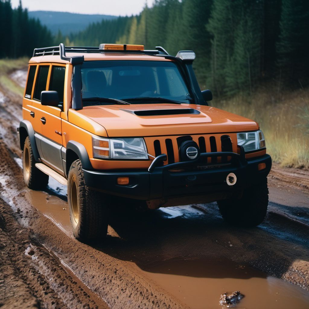 Unspecified occupant of special all-terrain or other off-road motor vehicle injured in traffic accident digital illustration