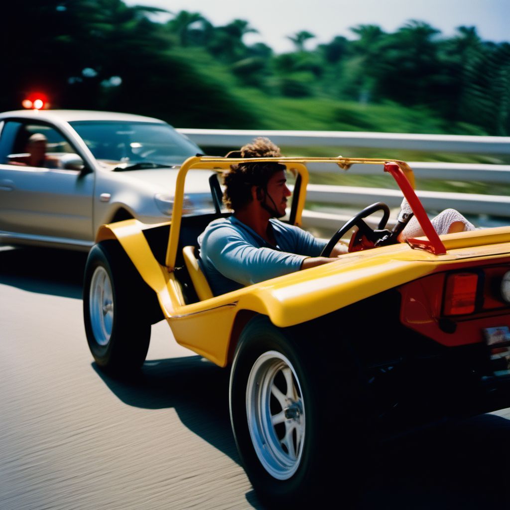 Unspecified occupant of dune buggy injured in traffic accident digital illustration