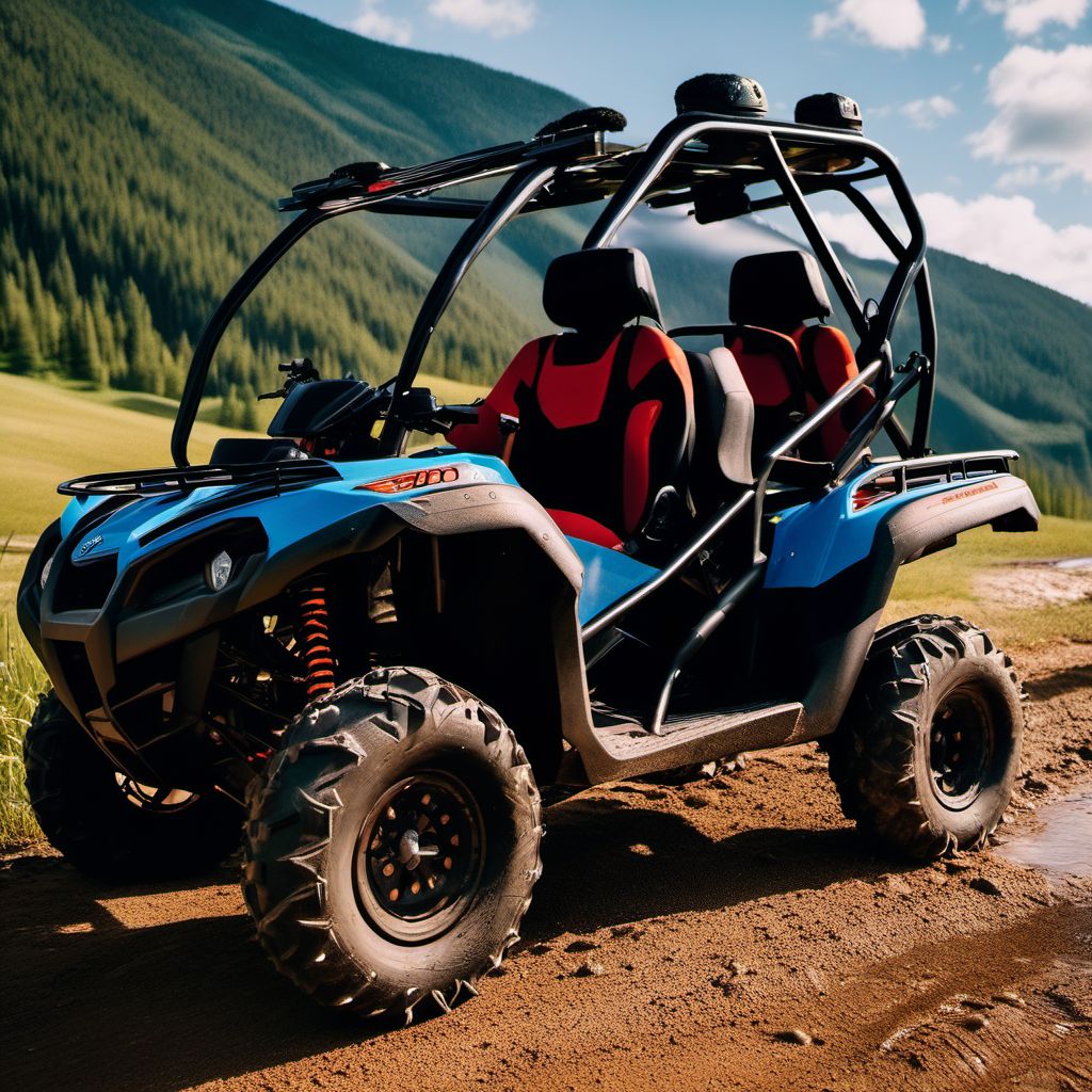 Person injured while boarding or alighting from a 3- or 4- wheeled all-terrain vehicle (ATV) digital illustration