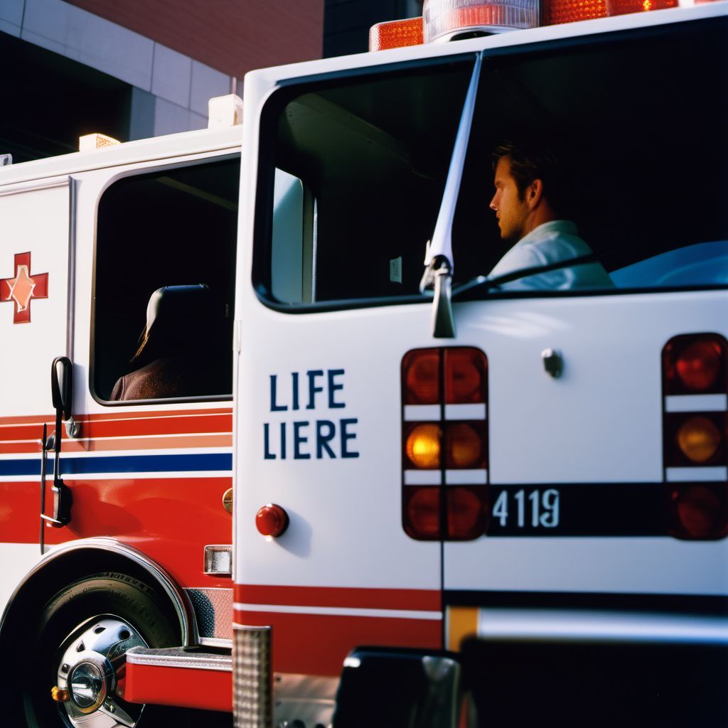 Passenger of ambulance or fire engine injured in nontraffic accident digital illustration