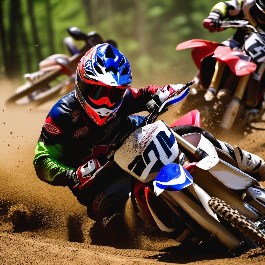 Passenger of dirt bike or motor/cross bike injured in nontraffic accident digital illustration