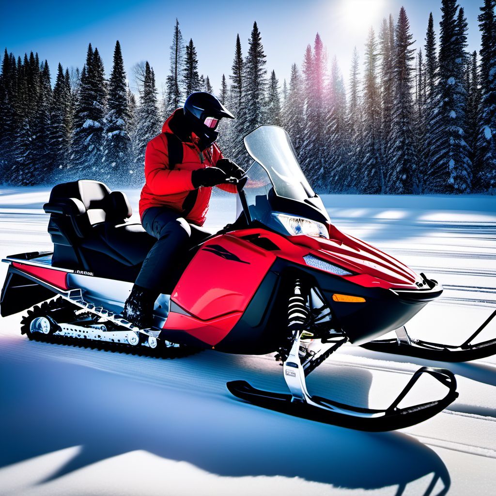 Person on outside of snowmobile injured in nontraffic accident digital illustration