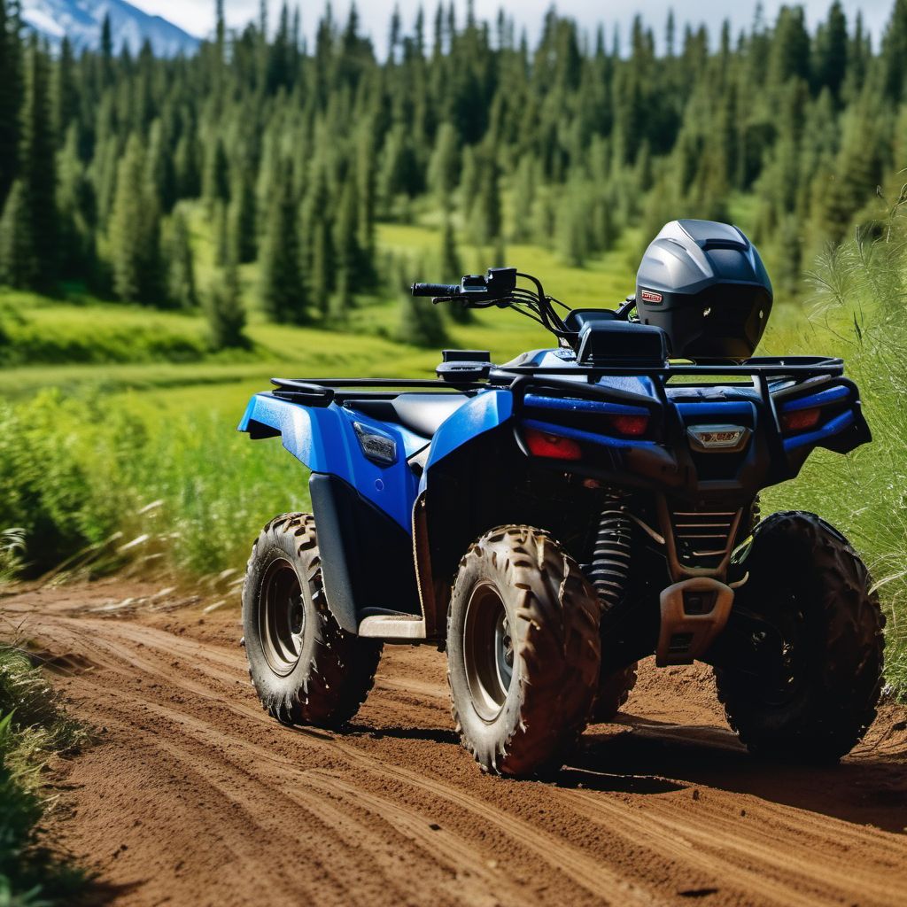 Unspecified occupant of 3- or 4- wheeled all-terrain vehicle (ATV) injured in nontraffic accident digital illustration