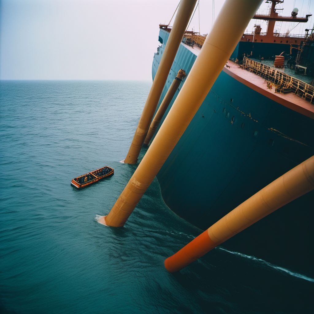 Drowning and submersion due to merchant ship overturning digital illustration