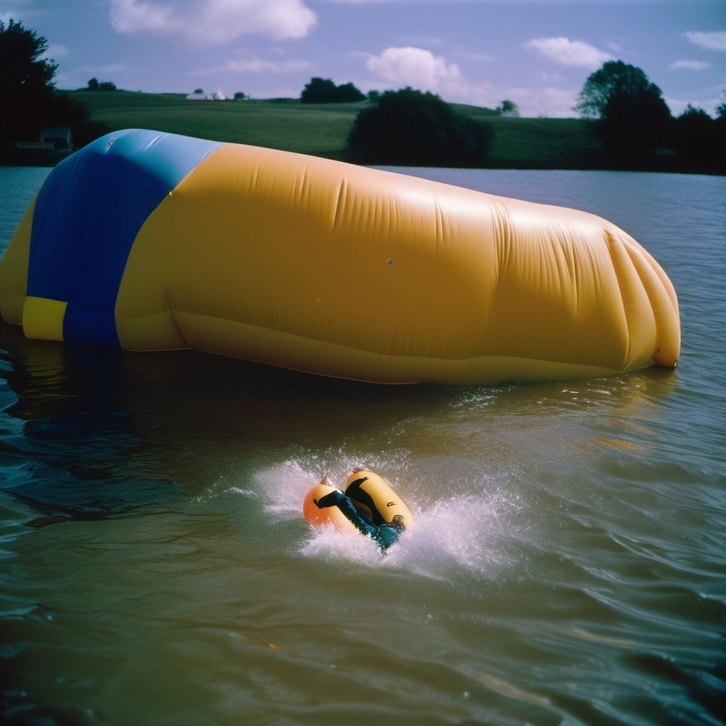 Drowning and submersion due to (nonpowered) inflatable craft overturning digital illustration