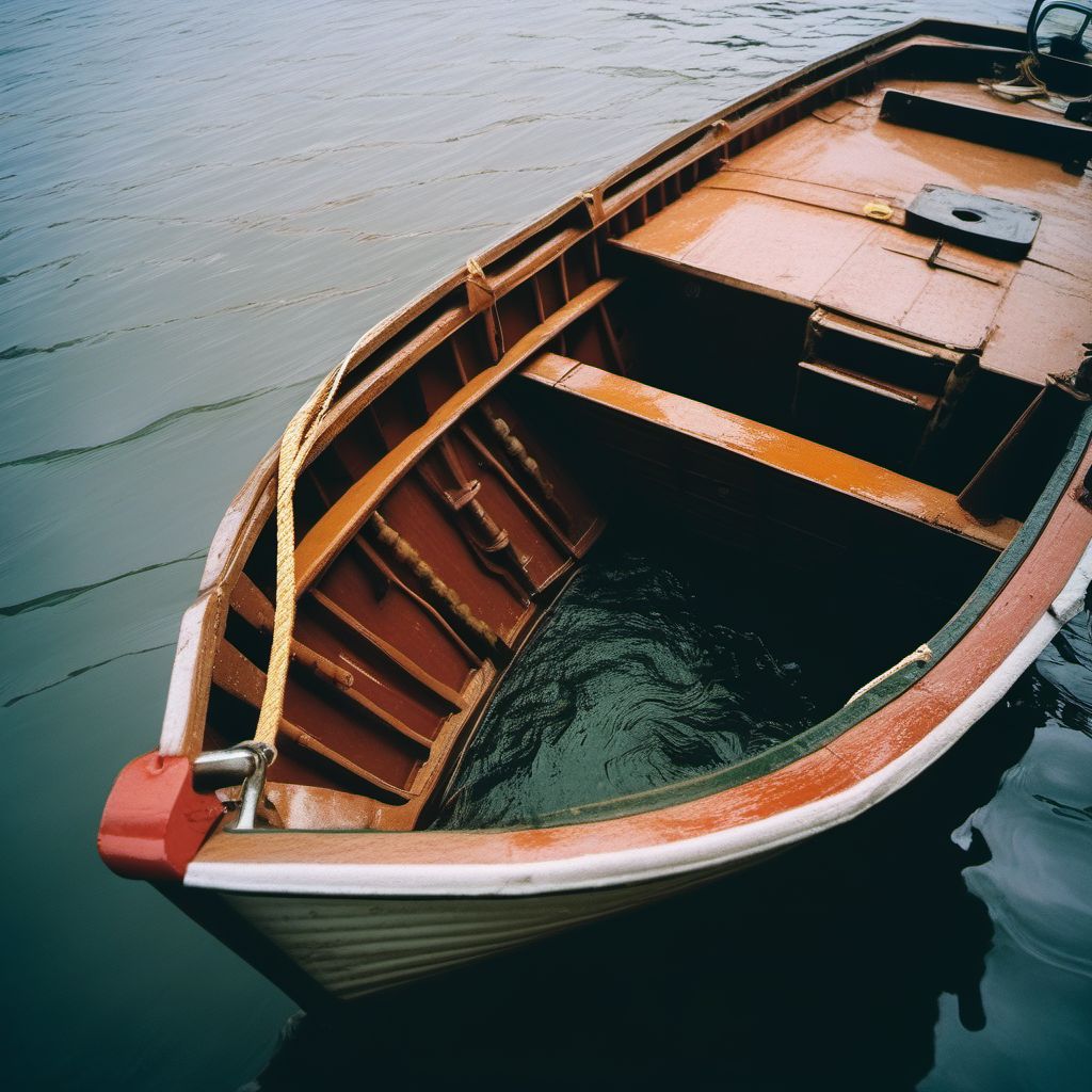 Drowning and submersion due to fishing boat sinking digital illustration