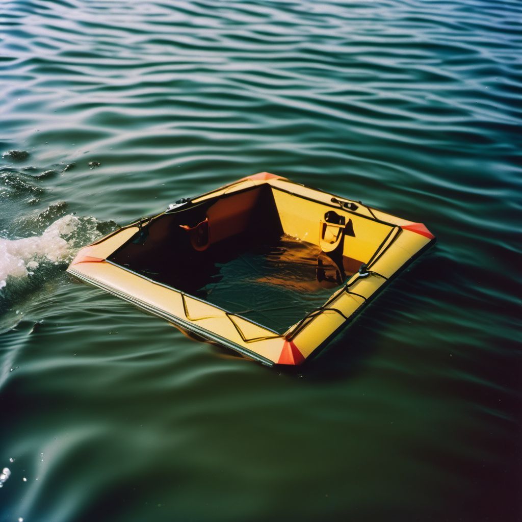 Drowning and submersion due to unspecified watercraft sinking digital illustration